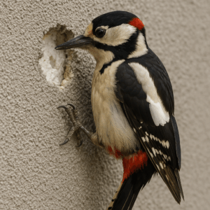 Strakapoud díry ve fasádě Strakapoud díry ve fasádě